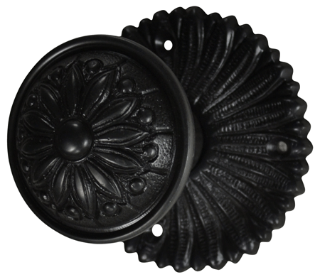 ##Antique Hardware## French Provincial Rosette Door Set with Floral Imprint Door Knobs (Several Finishes Available)