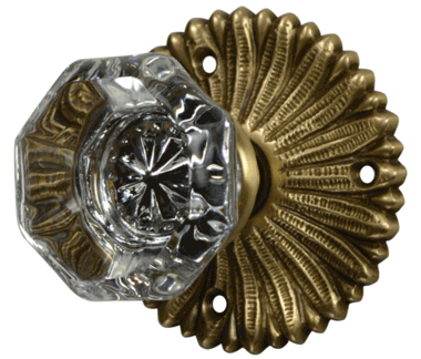 French Provincial Rosette Door Set with Crystal Octagon Door Knobs (Several Finishes Available) COPPER MOUNTAIN HARDWARE