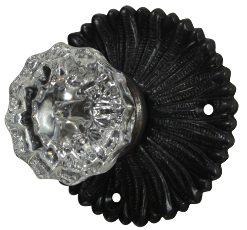 ##Antique Hardware## French Provincial Rosette Door Set with Crystal Fluted Door Knobs (Several Finishes Available)