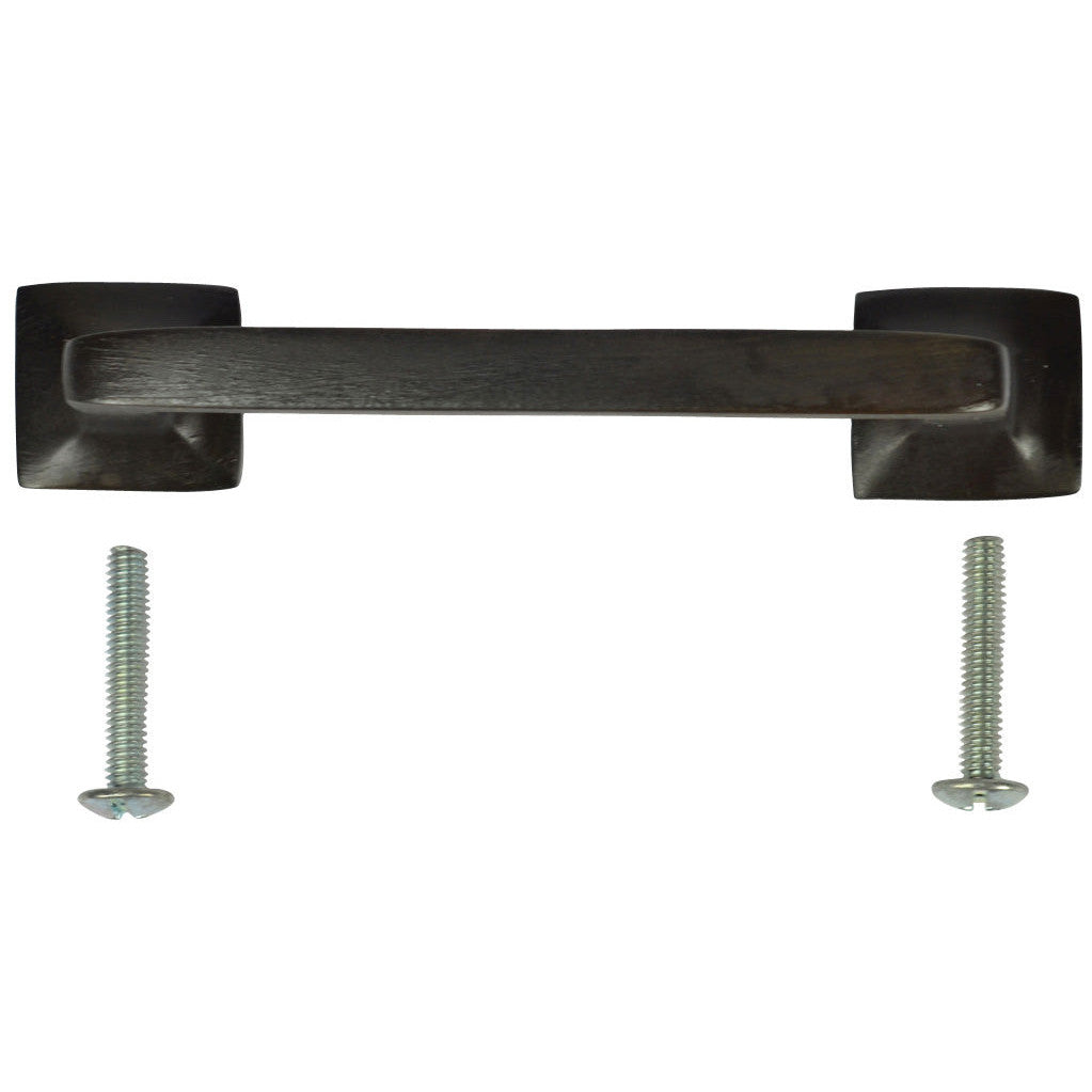 COPPER MOUNTAIN HARDWARE 4 1/4 Inch Overall (3 Inch c-c) Solid Brass Square Traditional Pull (Oil Rubbed Bronze Finish)