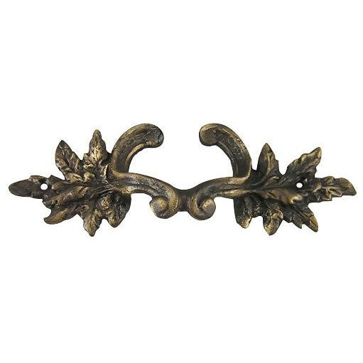 COPPER MOUNTAIN HARDWARE 6 Inch Overall (4 3/8 Inch c-c) Solid Brass Ornate French Leaves Pull (Antique Brass Finish)