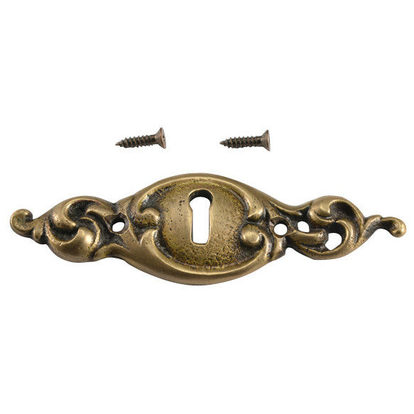 COPPER MOUNTAIN HARDWARE 3 1/2 Inch Solid Brass Victorian Escutcheon (Antique Brass Finish)