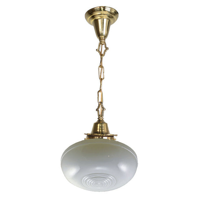 COPPER MOUNTAIN HARDWARE 27 3/4 Inch Circular Style Glass Chain Pendant (Polished Brass Finish)