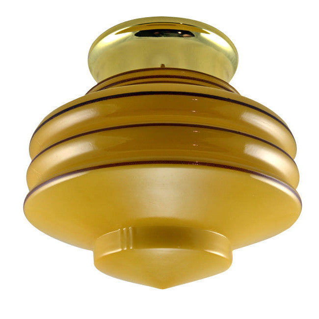 Copper Mountain Hardware Orange Art Deco Glass Overhead Light Fixture (Polished Brass Finish)