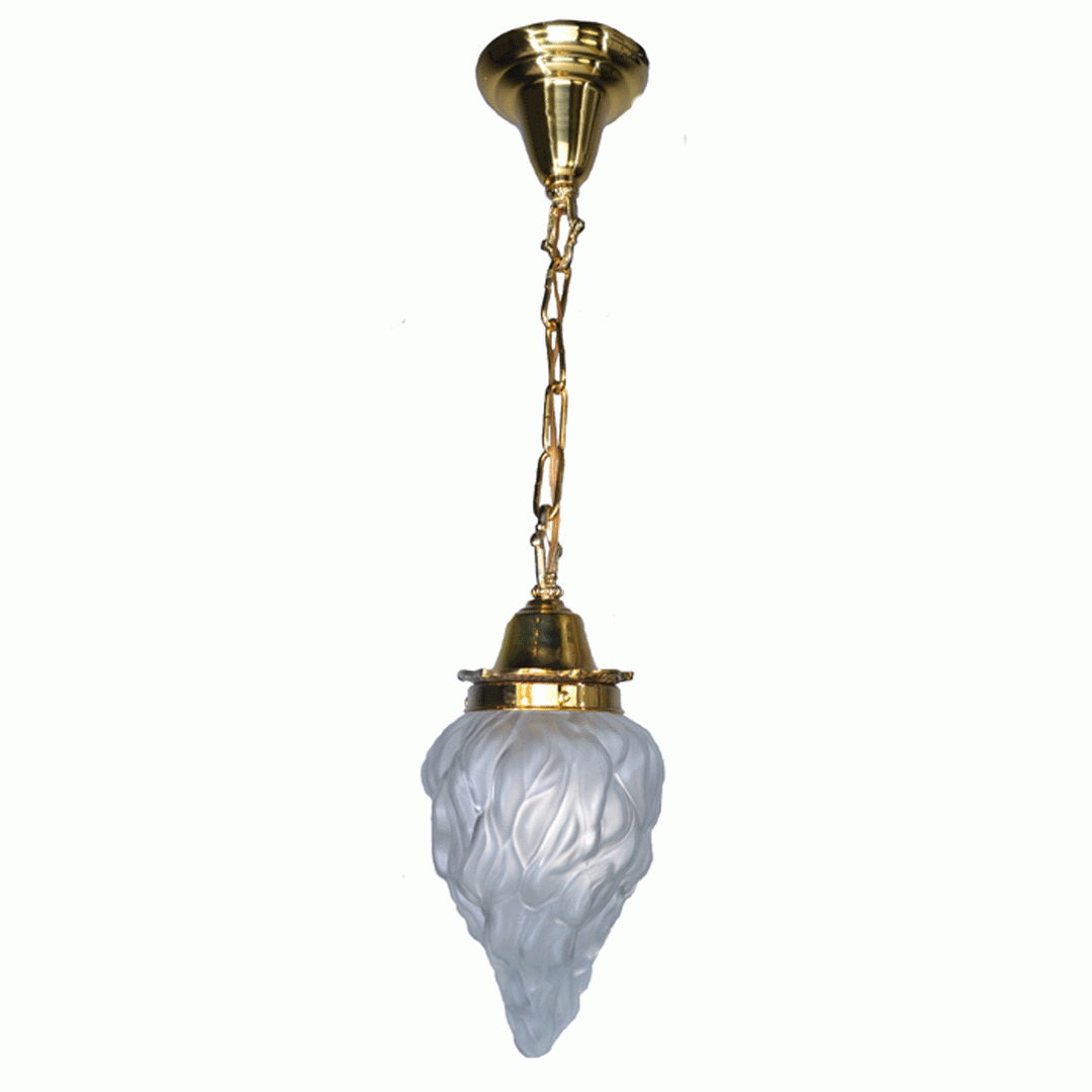 COPPER MOUNTAIN HARDWARE 27 3/4 Inch Flame Glass Chain Pendant (Polished Brass Finish)