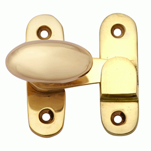 COPPER MOUNTAIN HARDWARE Traditional Solid Brass Oval Knob Latch Set (Lacquered Brass Finish)