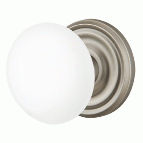 EMTEK Emtek Ice White Porcelain Door Knob Set With Regular Rosette