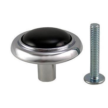 COPPER MOUNTAIN HARDWARE 1 1/4 Inch Chrome & Black Ceramic  Knob