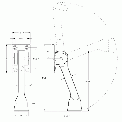 DELTANA 4 Inch Solid Brass Kickdown Door Holder (Polished Brass Finish)