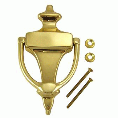 COPPER MOUNTAIN HARDWARE 6 Inch (4 1/4 Inch c-c) Solid Brass Traditional Door Knocker (Polished Brass Finish)