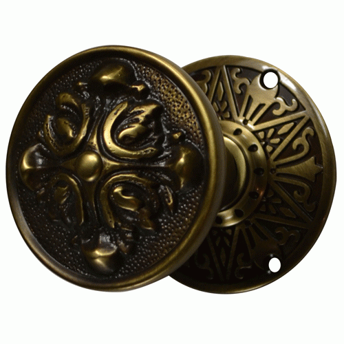 COPPER MOUNTAIN HARDWARE Eastlake Door Set With Romanesque Style Knob