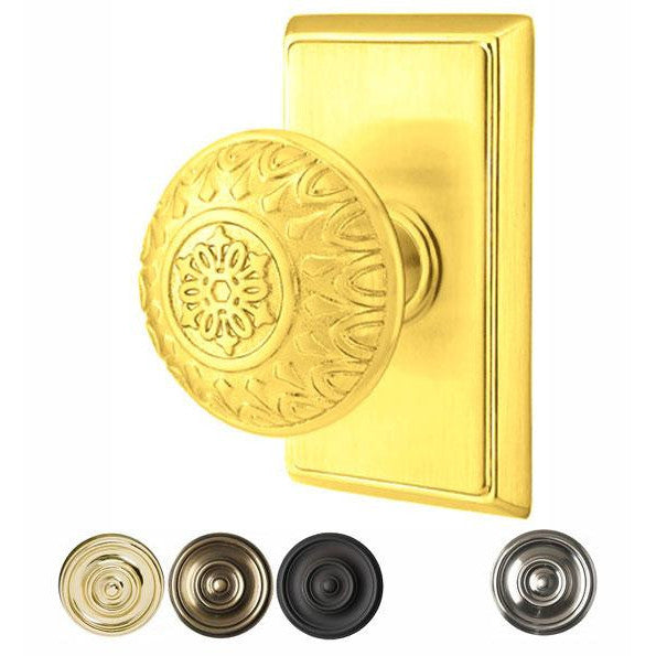 EMTEK Emtek Solid Brass Lancaster Door Knob Set With Rectangular Rosette