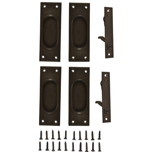 COPPER MOUNTAIN HARDWARE New Traditional Square Pattern Double Pocket Passage Style Door Set (Oil Rubbed Bronze)