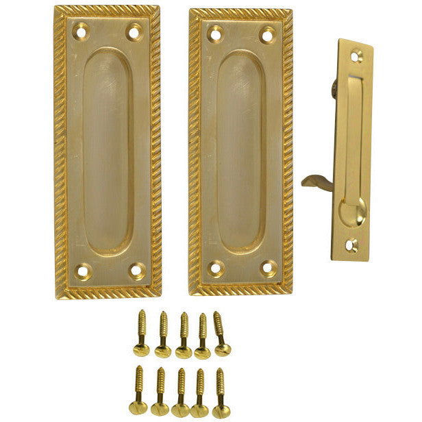 COPPER MOUNTAIN HARDWARE Georgian Square Single Pocket Passage Style Door Set (Polished Brass Finish)