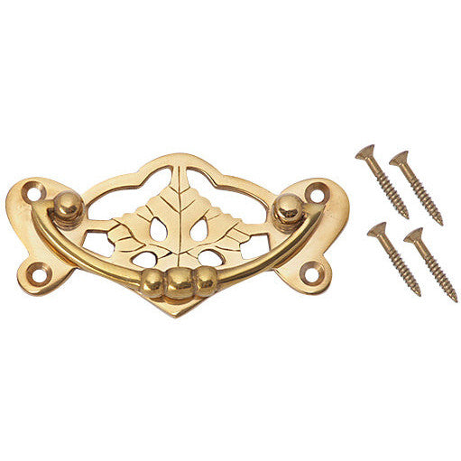 COPPER MOUNTAIN HARDWARE 4 Inch Solid Brass Ornate Broken Leaf Bail Pull Polished Brass Finish