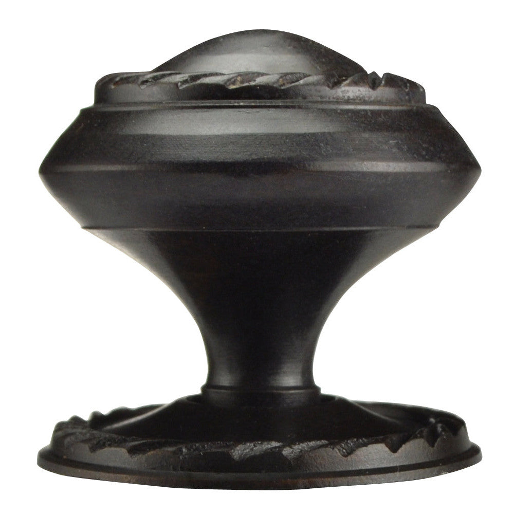 COPPER MOUNTAIN HARDWARE 1 1/4 Inch Solid Brass Georgian Roped Round Knob (Oil Rubbed Bronze Finish)