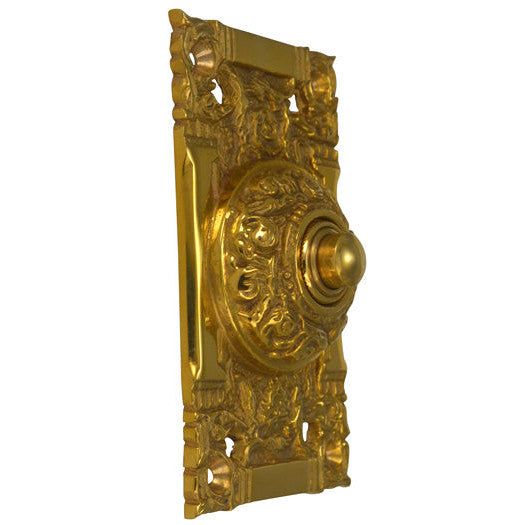 COPPER MOUNTAIN HARDWARE 4 1/4 Inch Art Nouveau Solid Brass Doorbell (Polished Brass Finish)