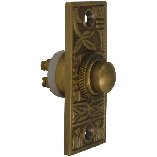 COPPER MOUNTAIN HARDWARE Solid Brass Broken Leaf Door Bell (Antique Brass Finish)