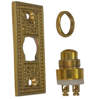 COPPER MOUNTAIN HARDWARE Solid Brass Rice Pattern Door Bell (Polished Brass Finish)