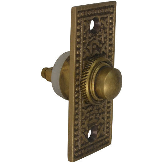 COPPER MOUNTAIN HARDWARE Solid Brass Rice Pattern Door Bell (Antique Brass Finish)