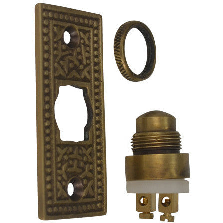 COPPER MOUNTAIN HARDWARE Solid Brass Rice Pattern Door Bell (Antique Brass Finish)