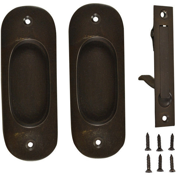 COPPER MOUNTAIN HARDWARE Traditional Oval Pattern Single Pocket Passage Style Door Set (Oil Rubbed Bronze Finish)