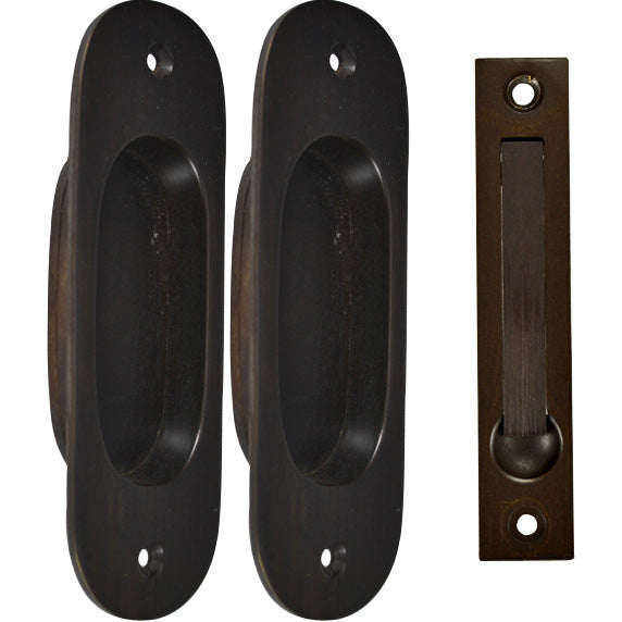 COPPER MOUNTAIN HARDWARE Traditional Oval Pattern Single Pocket Passage Style Door Set (Oil Rubbed Bronze Finish)