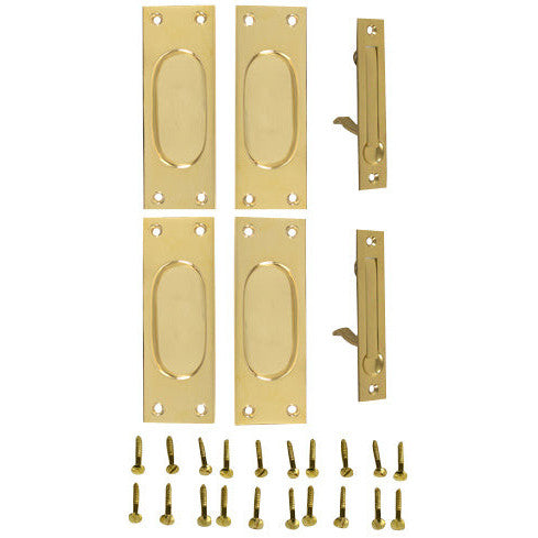 COPPER MOUNTAIN HARDWARE New Traditional Square Pattern Double Pocket Passage Style Door Set (Polished Brass)