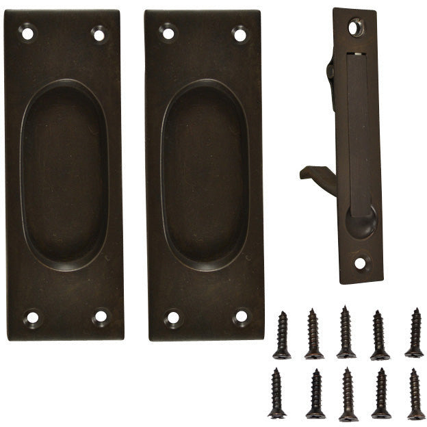 COPPER MOUNTAIN HARDWARE New Traditional Square Pattern Single Pocket Passage Style Door Set (Oil Rubbed Bronze Finish)