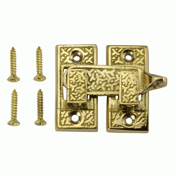 Copper Mountain Hardware Solid Brass Rice Pattern Cabinet Latch (Polished Brass Finish)