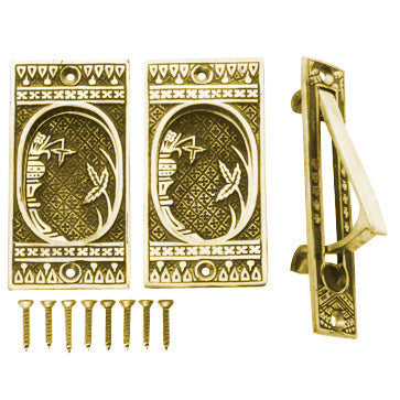 COPPER MOUNTAIN HARDWARE Broken Leaf Single Pocket Passage Style Door Set Polished Brass Finish