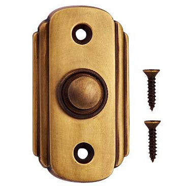 COPPER MOUNTAIN HARDWARE 2 1/2 Inch Solid Brass Art Deco Doorbell Button (Antique Brass Finish)