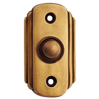 COPPER MOUNTAIN HARDWARE 2 1/2 Inch Solid Brass Art Deco Doorbell Button (Antique Brass Finish)