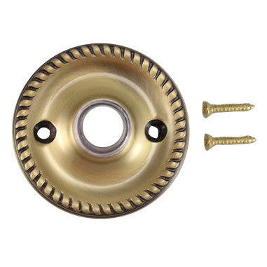 COPPER MOUNTAIN HARDWARE Solid Brass Georgian Roped Doorbell (Antique Brass Finish)