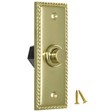 DELTANA 3 1/3 Inch Solid Brass Doorbell Button (Polished Brass Finish)