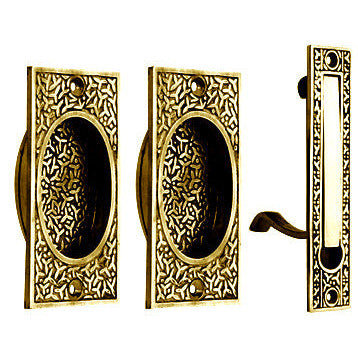 COPPER MOUNTAIN HARDWARE Rice Pattern Single Pocket Passage Style Door Set (Polished Brass)