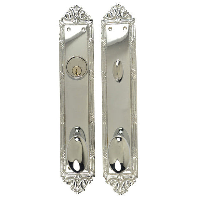 COPPER MOUNTAIN HARDWARE Ribbon & Reed Oval Deadbolt Entryway Set (Polished Chrome Finish)