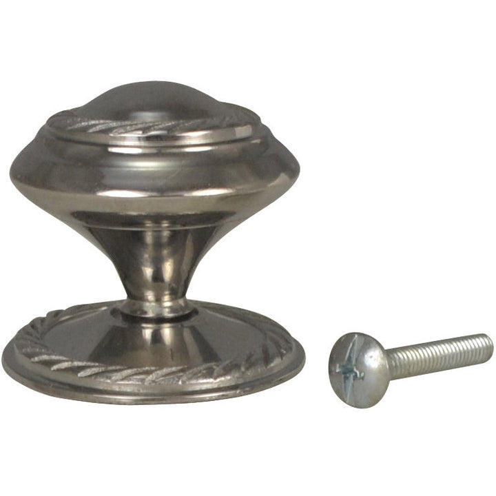 COPPER MOUNTAIN HARDWARE 1 1/2 Inch Brass Round Knob with Georgian Roped Border (Polished Chrome Finish)