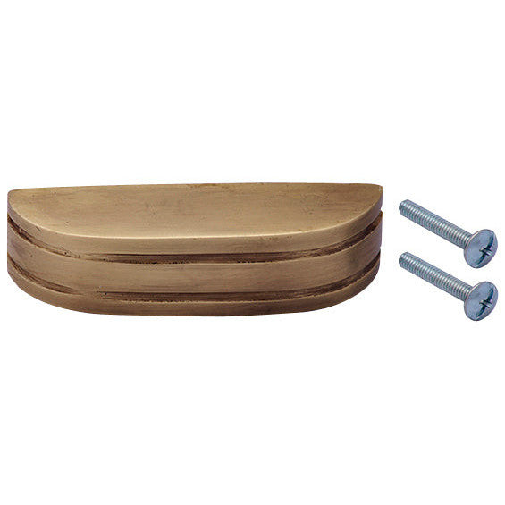 COPPER MOUNTAIN HARDWARE 2 3/4 Inch Overall (2 1/2 Inch c-c) Solid Brass Art Deco Simple Cup Pull (Antique Brass Finish)