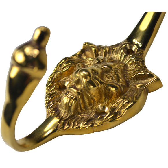 COPPER MOUNTAIN HARDWARE Traditional Solid Brass Lion Head Coat Hook (Polished Brass Finish)