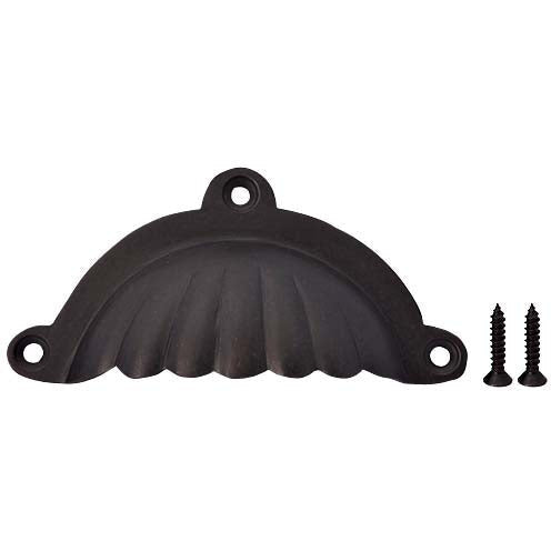 COPPER MOUNTAIN HARDWARE 4 Inch Overall (3 1/2 Inch c-c) Solid Brass Scalloped Style Cup Pull (Oil Rubbed Bronze Finish)