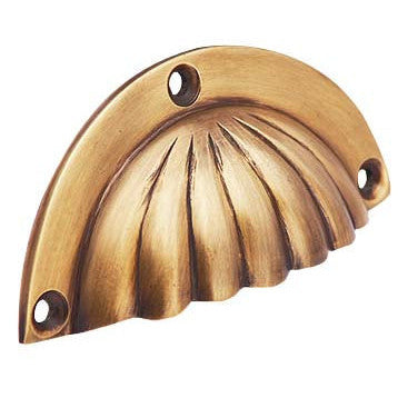 3 1/2 Inch Overall (3 Inch c-c) Solid Brass Scalloped Cup Pull