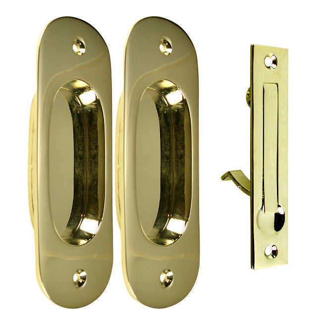 COPPER MOUNTAIN HARDWARE Traditional Oval Pattern Single Pocket Passage Style Door Set (Polished Brass Finish)