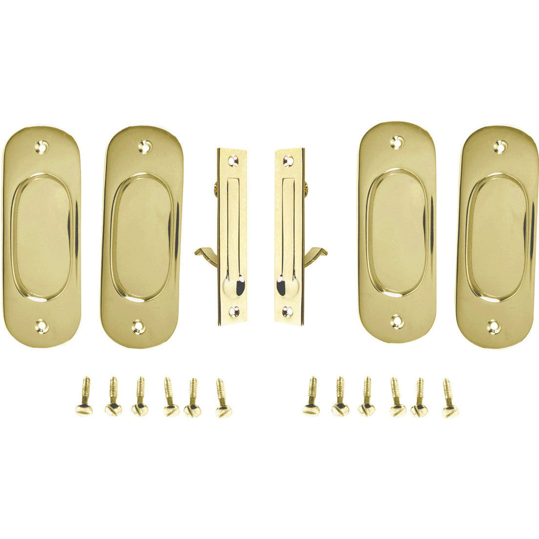 Traditional Oval Pattern Double Pocket Passage Style Door Set (Polished Brass) COPPER MOUNTAIN HARDWARE