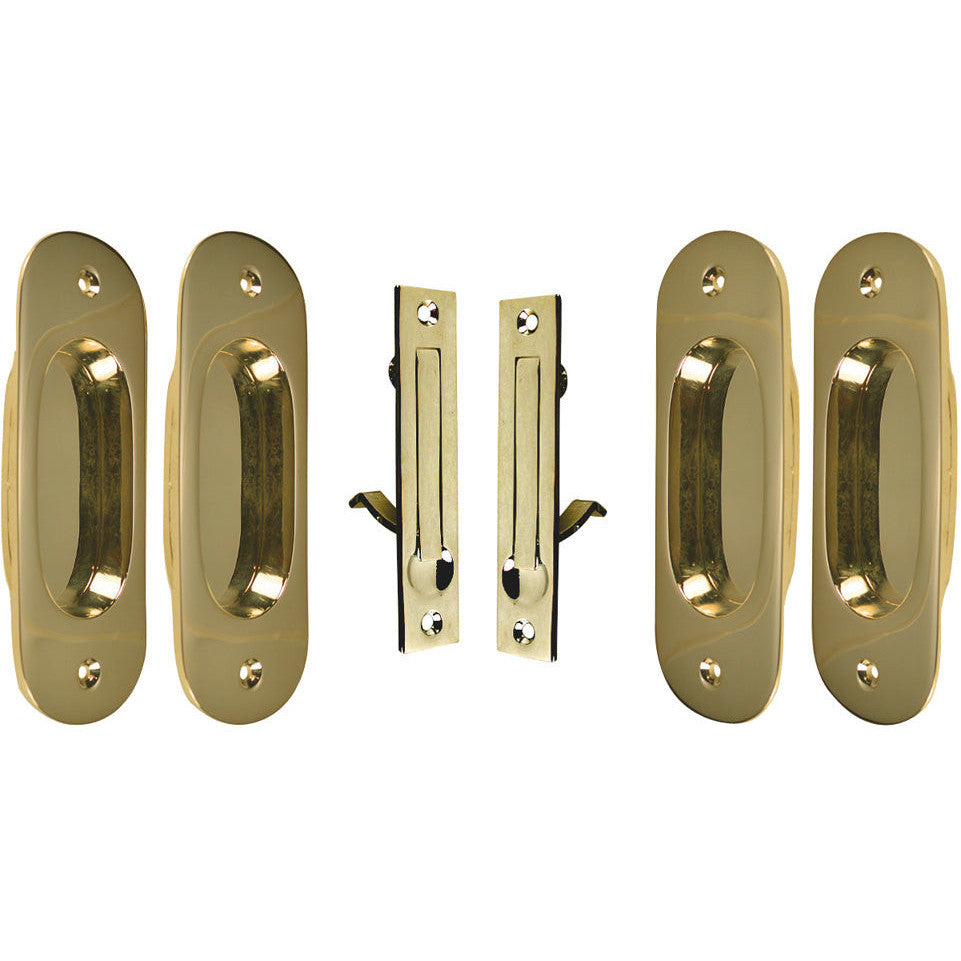 Traditional Oval Pattern Double Pocket Passage Style Door Set (Polished Brass) COPPER MOUNTAIN HARDWARE