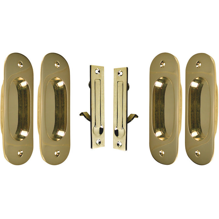 Traditional Oval Pattern Double Pocket Passage Style Door Set (Polished Brass) COPPER MOUNTAIN HARDWARE