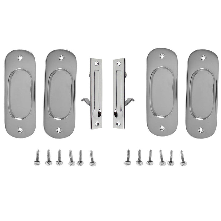 COPPER MOUNTAIN HARDWARE Traditional Oval Pattern Double Pocket Passage Style Door Set (Polished Chrome)