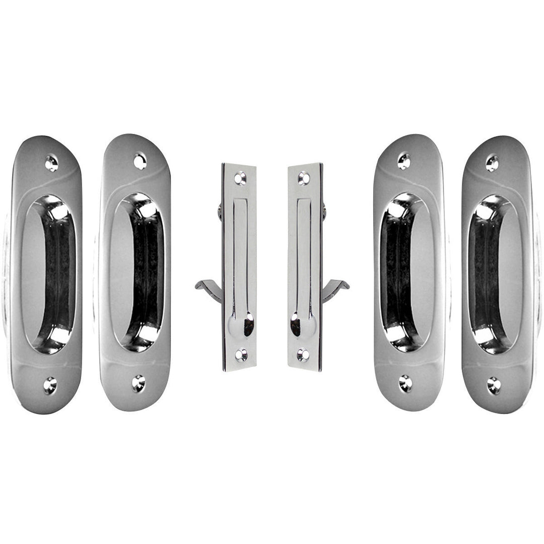 COPPER MOUNTAIN HARDWARE Traditional Oval Pattern Double Pocket Passage Style Door Set (Polished Chrome)