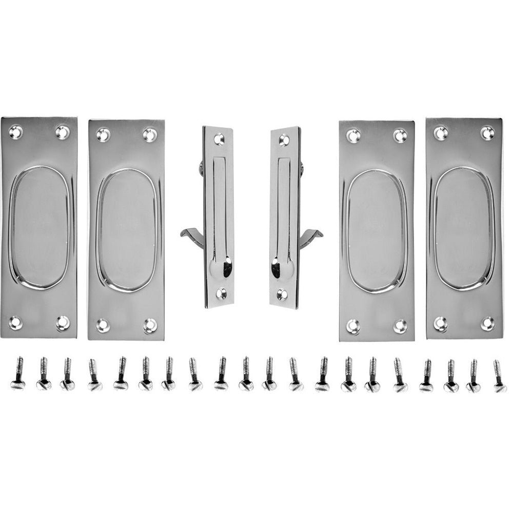 COPPER MOUNTAIN HARDWARE New Traditional Square Pattern Double Pocket Passage Style Door Set (Polished Chrome)