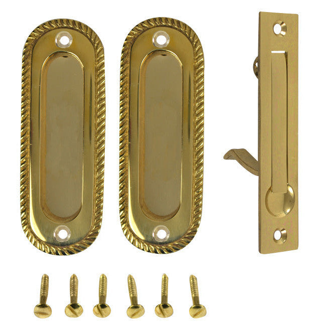 COPPER MOUNTAIN HARDWARE Georgian Oval Single Pocket Passage Style Door Set (Polished Brass Finish)